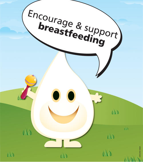 Encourage & support breastfeeding milk drop poster